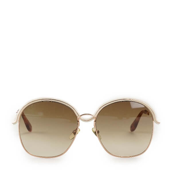 Givenchy - Gold/Beige Oval Sunglasses 